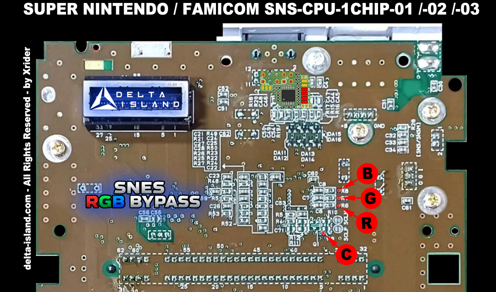 4.1.3 - Installation du Delta SNES RGB Bypass — snes rgb bypass sns install cpu 1chip 01 02 03A